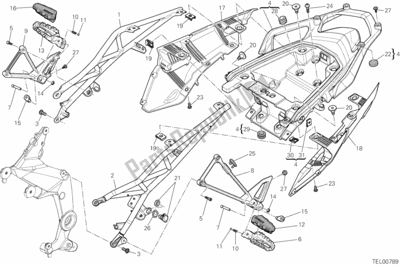 Alle onderdelen voor de Achterframe Comp. Van de Ducati Multistrada 1200 ABS USA 2014